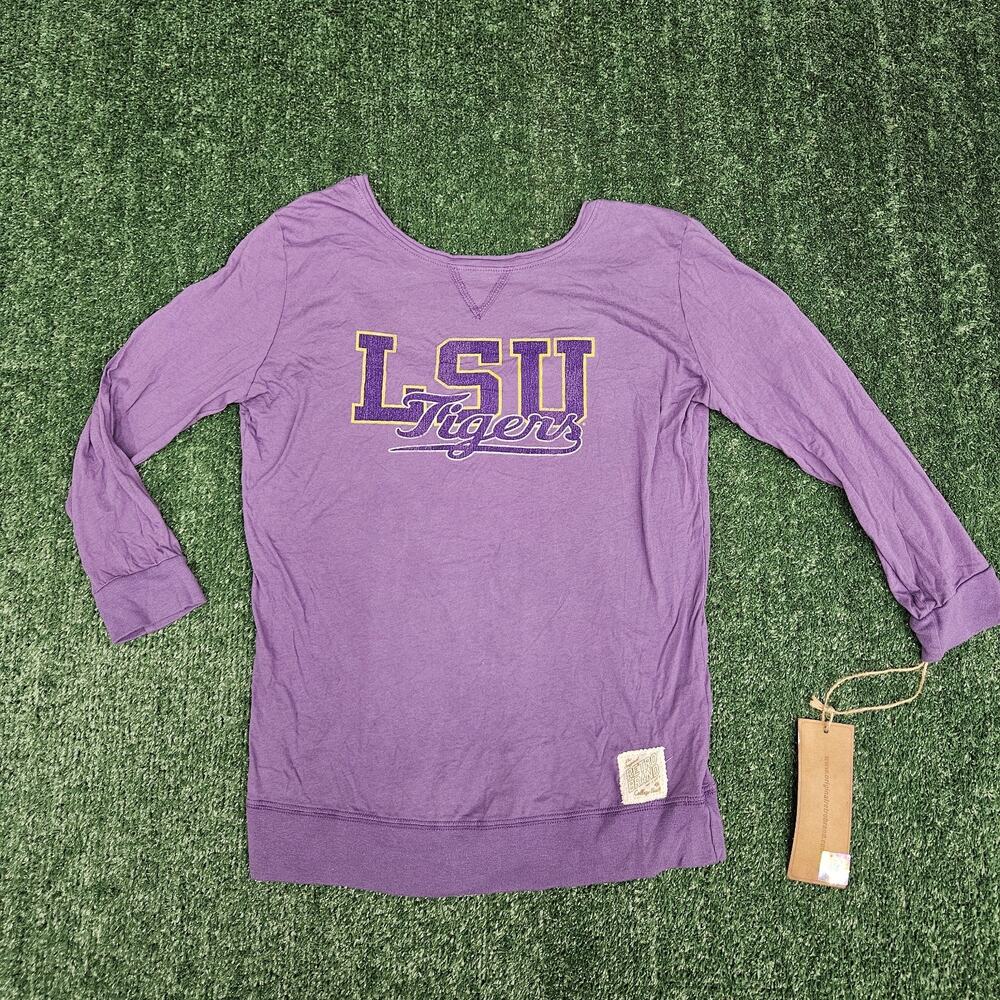 The Original Retro Brand LSU Tigers Purple 3/4 Sleeve Shirt Size Small NWT